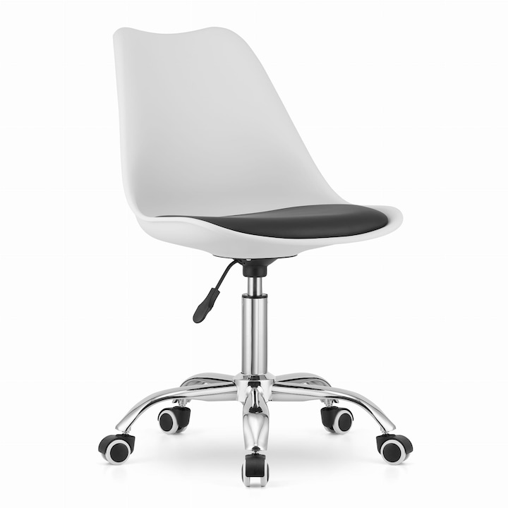 Scaun birou LEOBERT ALBA, alb-negru, dimensiuni 94x48x43cm, max. 110kg