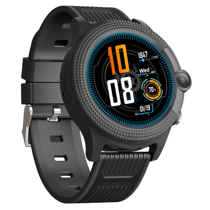 Ceas inteligent pentru copii INTIME IT-051, 1.28", 4G, GPS, IPX7, negru