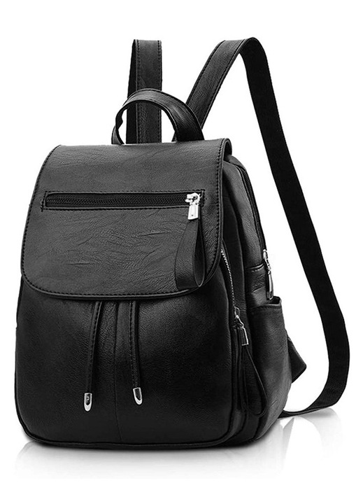 Rucsac fashion dama ROXXANI LBAG-0018, design modern, multe buzunare, negru, 26x15x32cm