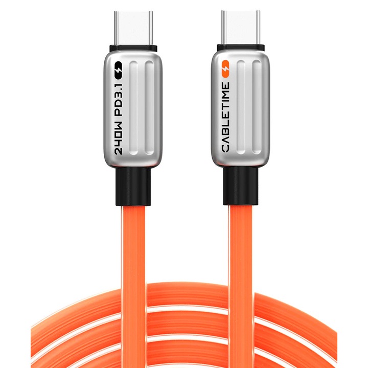Cabluri de date USB-C CABLETIME, 240W, 1m, portocalie