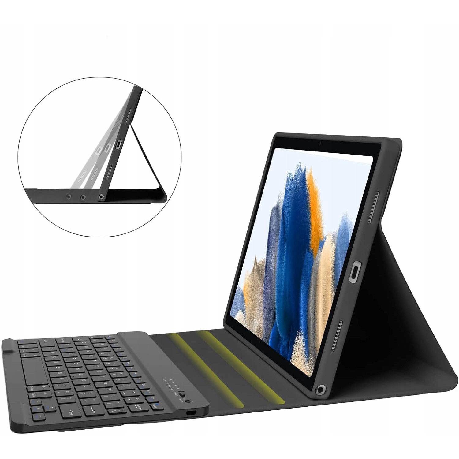 Etui cu tastatura pentru Samsung Galaxy Tab S8 11", protectie 360, suport multifunctional, negru