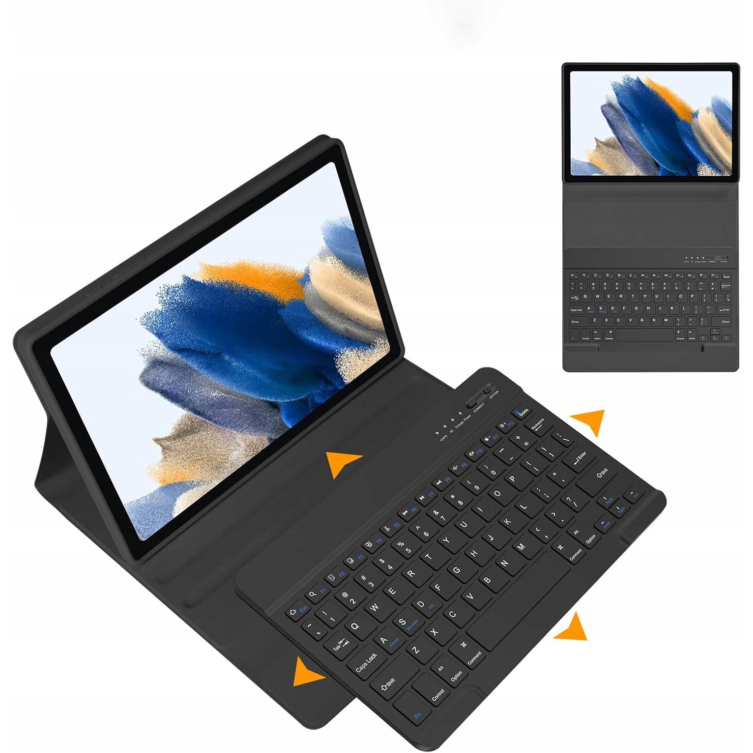 Etui cu tastatura pentru Samsung Galaxy Tab S8 11", protectie 360, suport multifunctional, negru