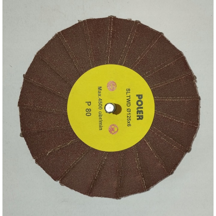 Disc lamelar cu tija, Pferd, 125x6 mm, granulatie 80, 4500 RPM, pentru prelucrarea metalelor