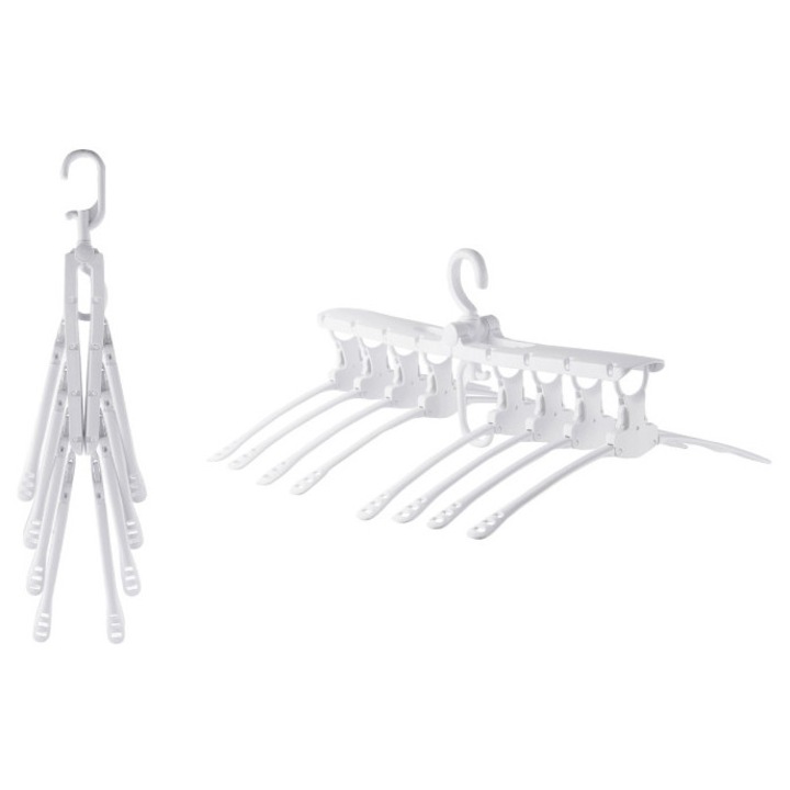 Umerase pentru haine, HUH-0107, 8 suporturi, alb