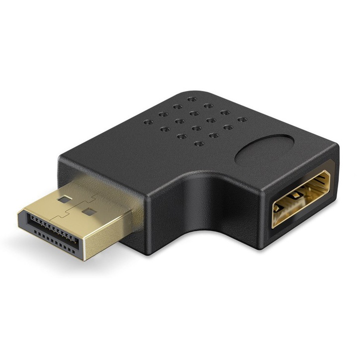 Адаптер DisplayPort GOOBAY 77131, 8K/144Hz, ъглов, черен