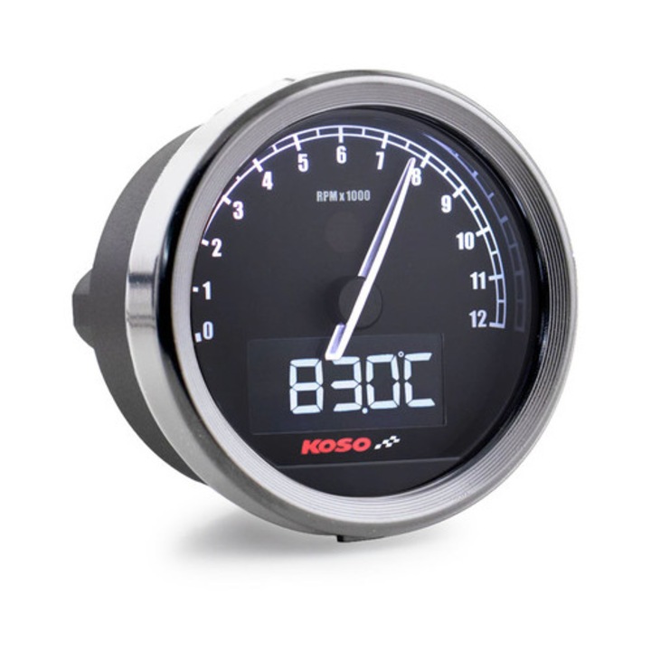 Koso D60 TNT-05 sebességmérő 12,000 fordulat / perc fekete / króm MX_KO-BA085102