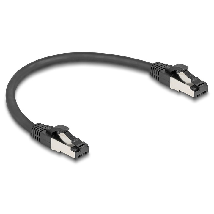 Cablu de retea DELOCK CAT 8.1 S/FTP, cupru, 2000MHz, 0.25m, negru