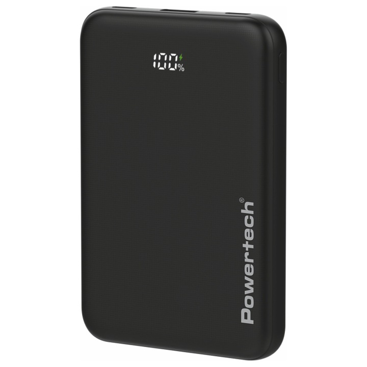 Power bank, 10000mAh, 22.5W, 1x USB, 2x USB-C, negru, 69.5x14.5x104.7mm
