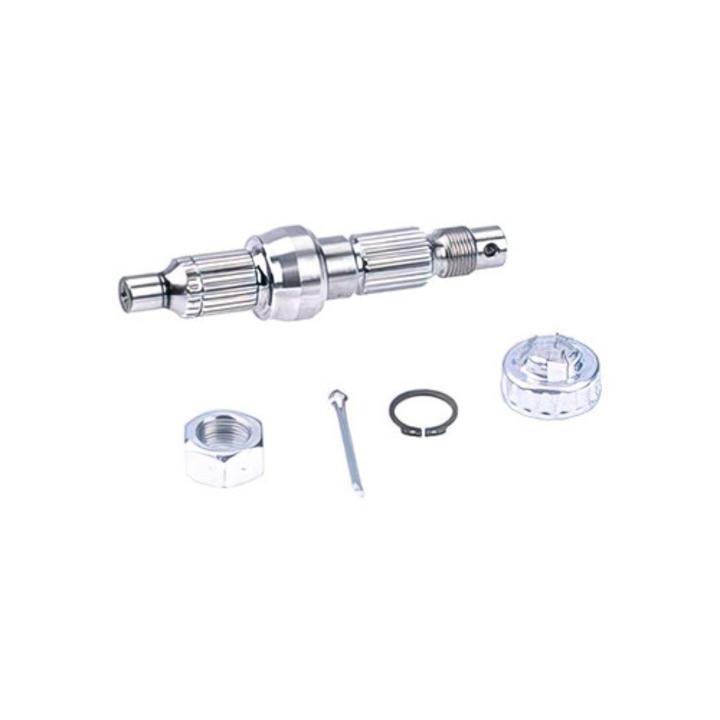 Изходящ вал тип A, B, стар двигател Piaggio, с гайка, капачка, шплинт (Реф. 100240090) MX_R100240090