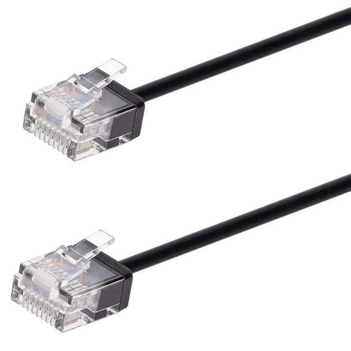 Cablu retea POWERTECH CAB-N430, Cat 6A U/UTP, ultra slim, 0.50m, negru