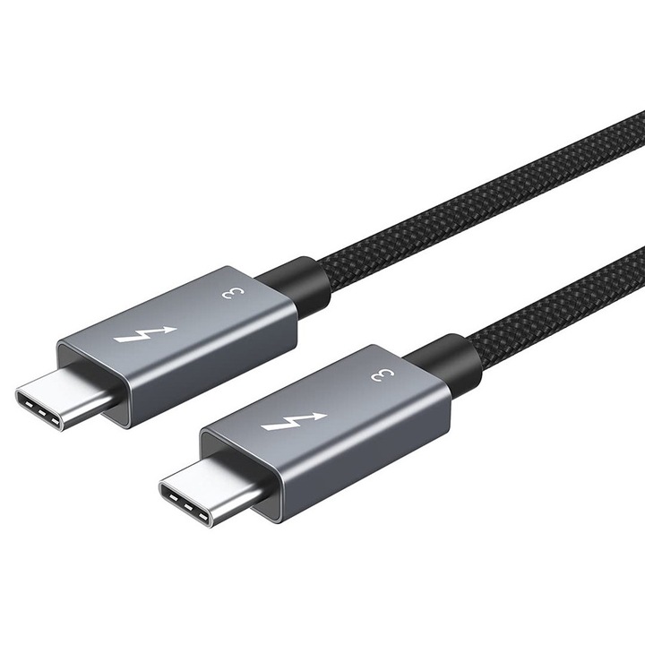 Cabluri de date USB-C se USB-C, CABLETIME, 100W, 40Gbps, 4K, 0.5m, negru