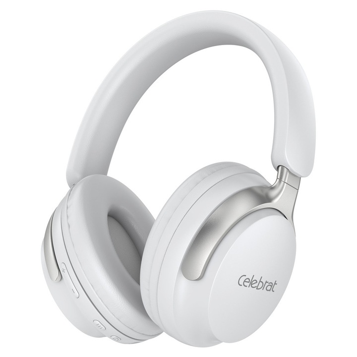 Casti Wireless CELEBRAT A40, 40mm, Bluetooth, alb