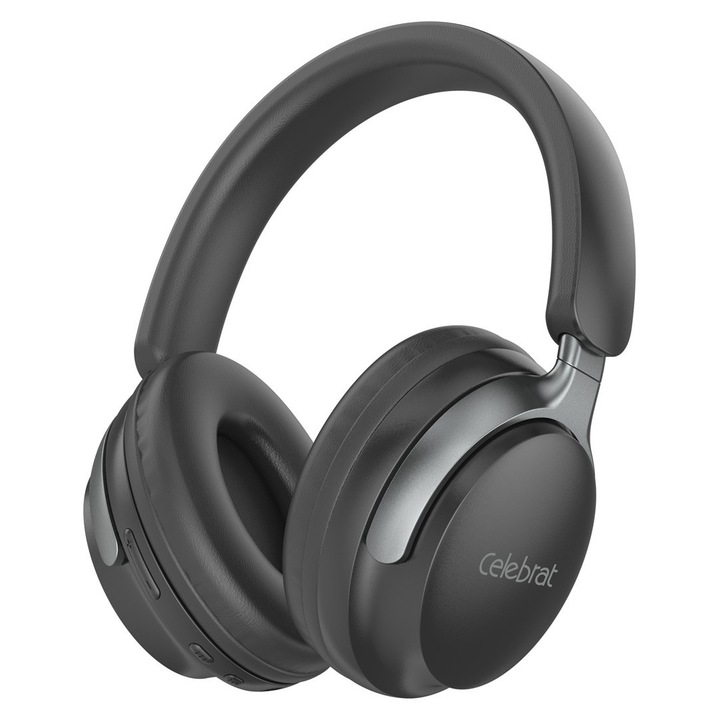 Casti Wireless CELEBRAT A40, 40mm, Bluetooth, 250mAh, negre