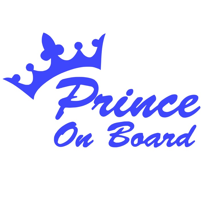 Sticker Baby On Board, Prince, Albastru, 15 cm