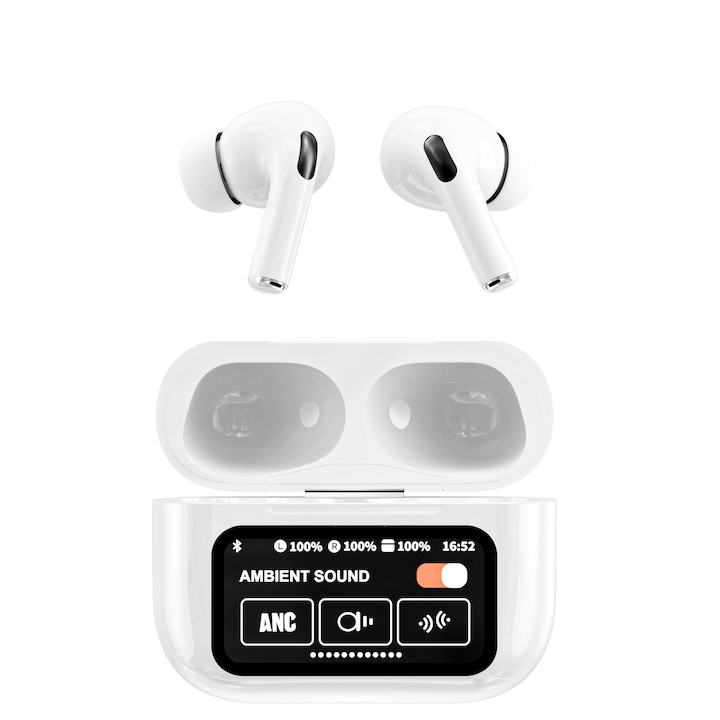 Gri Casti Wireless FanFun, In-ear, Bluetooth 5.3, Gri, 100g, Casti Bluetooth TWS cu traducere AI in timp real, suporta 115 limbi pentru conversatii clare