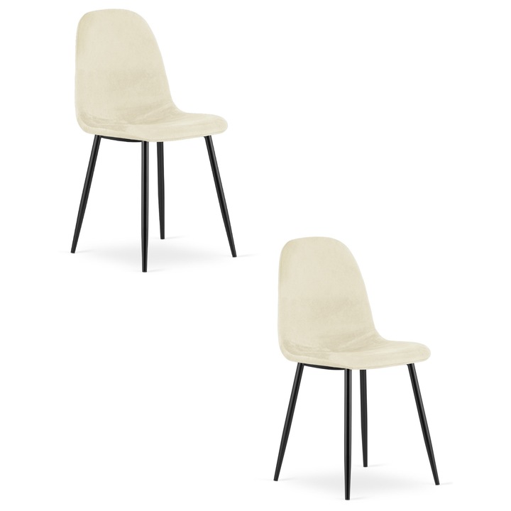 Scaun COMO, LEOBERT, bej, 87,5x44,5x50,5cm, material: tkanina aksamitna, picioare metalice