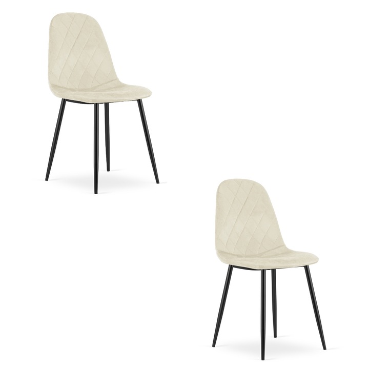 Set 2 scaune ASTI, LEOBERT, design modern, culoare bej, dimensiuni 87,5x44,5x50,5cm