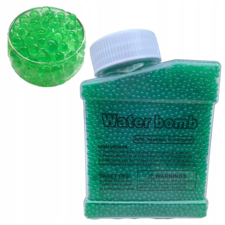 Bile De Gel Pentru Pistol Sau Pusca Jucarie, Skleplolki, Biodegradabile, Diametru 7 8 mm, Culoare Verde, Necesita Umplere Cu Apa, 20000 Buc