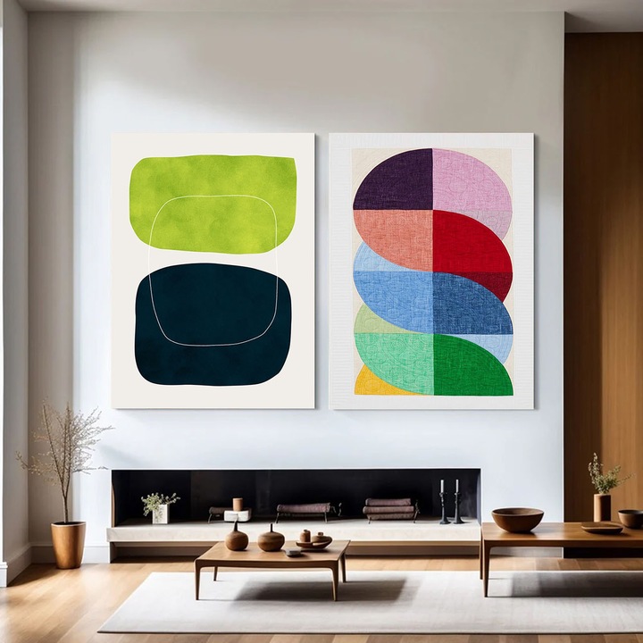 Set 2 Tablouri Abstracte - Secret Imperfect - 30 x 50 cm x 2, Tablouri Abstracte Premium, Decor pentru Living, Dormitor sau Hol, Cadou Inspirat, Tablou Modern, Sasiu lemn, Vizio Tablouri Canvas®