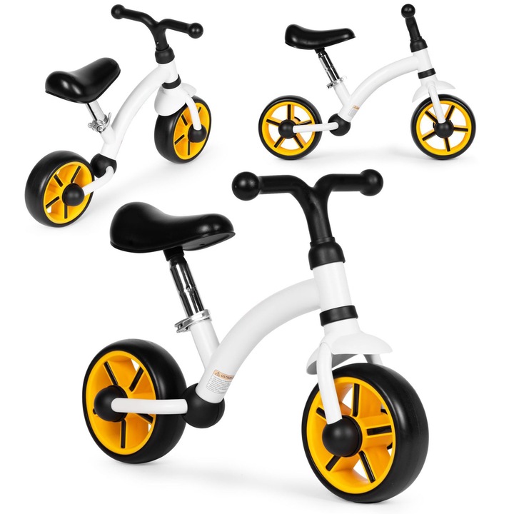 LikeSmart Balance Bike pedál nélküli futóbicikli – 3+ év, acélszerkezet, 20 cm-es EVA kerekek, állítható ülés, kormánylezárás, 30 kg-ig terhelhető, bel- és kültéri használatra, fekete/fehér
