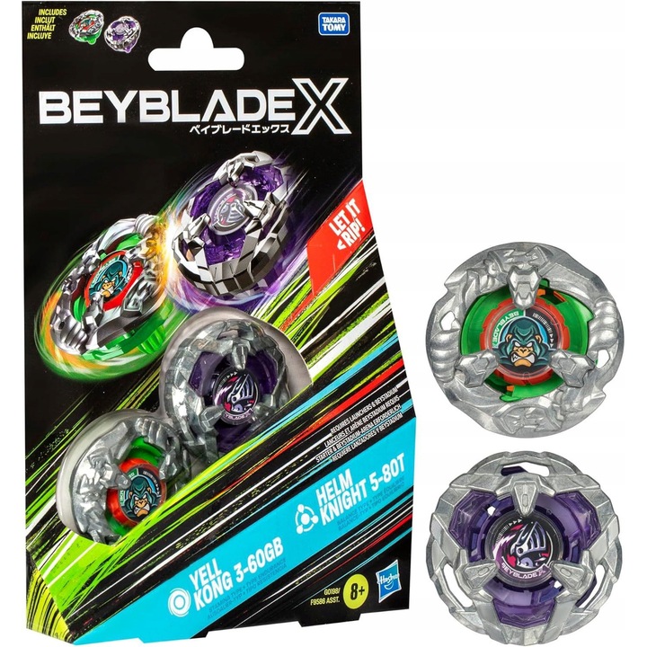 Beyblade X Yell Kong Helm Knight akciófigura, Hasbro, fém, többszínű, 140x200x40 mm