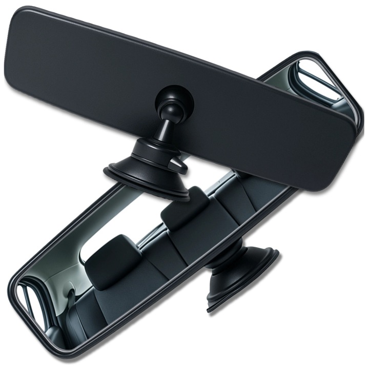 Oglinda retrovizoare auto interioara EdiBazzar, universala, ajustabila, neagra, 22x8x7cm