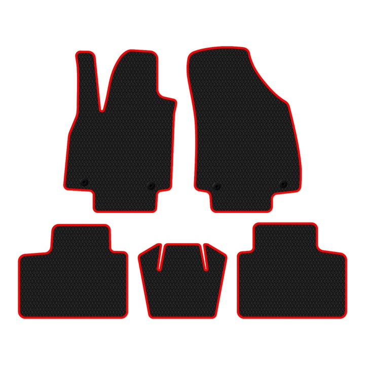 Set Covorase Auto dedicate MG ZS Hybrid II (2024–…) SUV all seasons perfect compatibile, 5 piese, Rosu / Negru