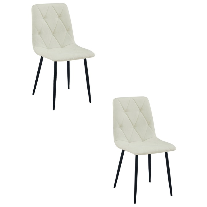 Scaun tapitat Valora LIBRA, bej, 87x44,5x54,5cm, picioare metalice negre, set 2 buc.