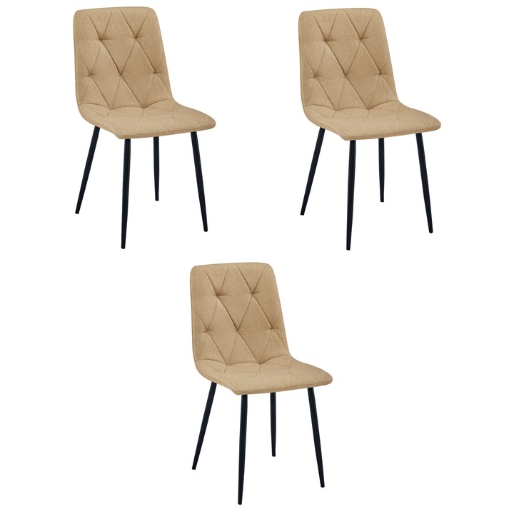 Scaun tapitat LEOBERT LIBRA, culoare brown, dimensiuni 44,5x54,5x87cm, set 3 buc.