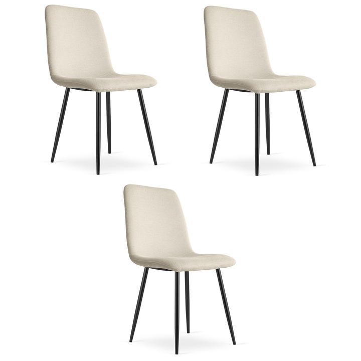 Scaun tapitat LEOBERT RIFT, bej, metal negru, 87x46x55cm