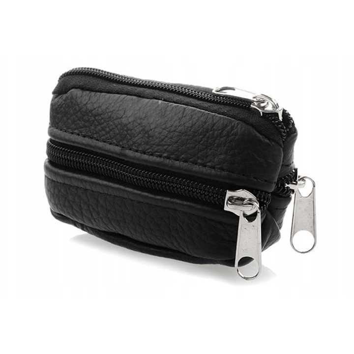 Etui pentru chei barbati, Beltimore, din piele naturala, 10x6x3,5cm, cu compartimente multiple, model dublu fata