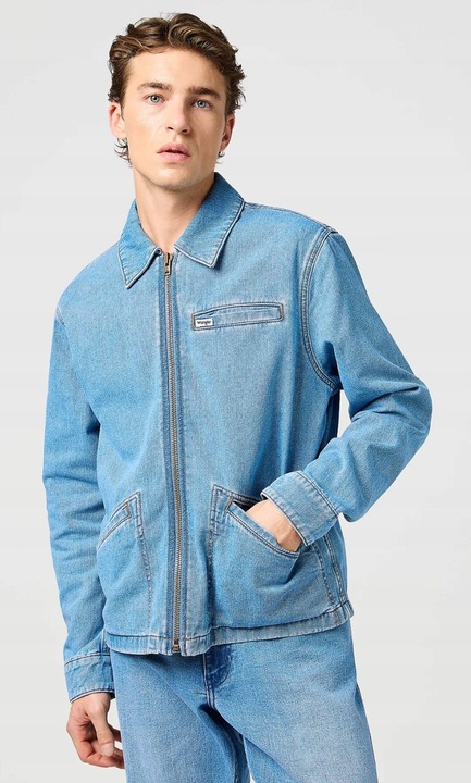 Geaca barbati, Wrangler, RODEO UTILITY JACKET, fermoar, albastru