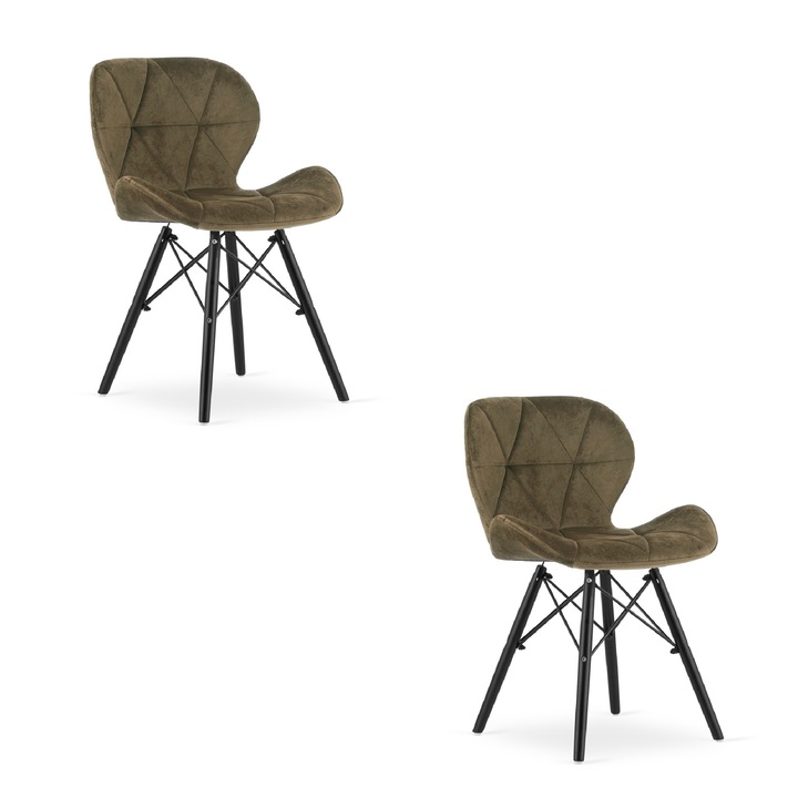 Set 2 scaune LAGO, LEOBERT, design modern, culoare brown, dimensiuni 47x52x73,5cm