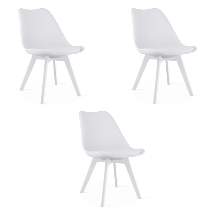 Set de 3 scaune MARK, LEOBERT, alb, 82x49x43cm