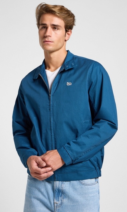 Geaca barbati, Lee, model Harrington, bumbac, albastru, fermoar