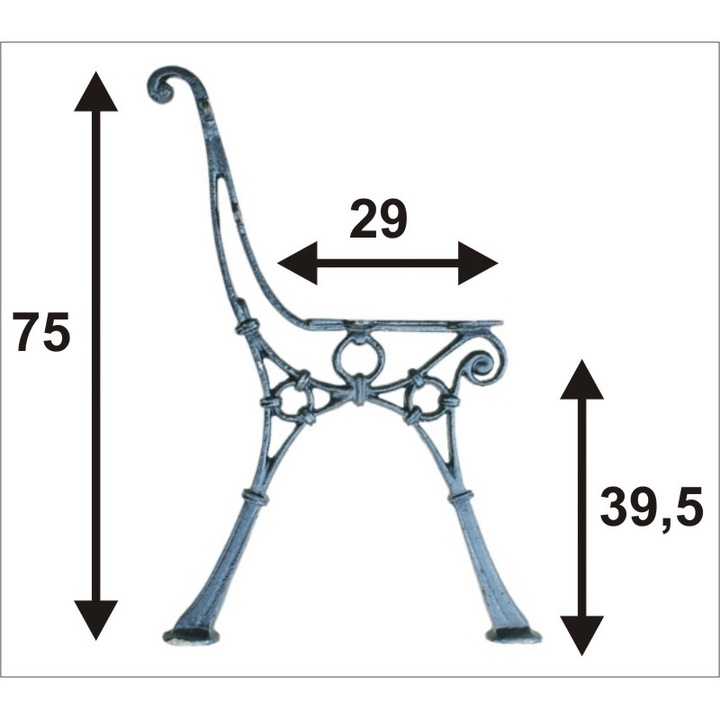 Set 2 picioare pentru banca, UN, model 'C'
