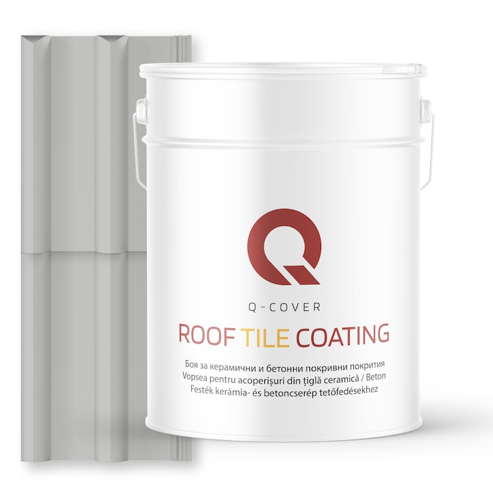 Vopsea pentru acoperisuri din tigla ceramica/beton Q-COVER, Gri deschis RAL7035, 10L, Satin, vopsea elastica cu protectie UV, culoare intensa si stabila, rezistenta excelenta la decolorare si intemperii, durabilitate pe termen lung