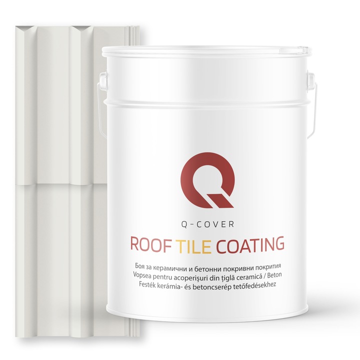 Vopsea pentru acoperisuri din tigla ceramica/beton Q-COVER, Semnal alb RAL9003, 10L, Satin, vopsea elastica cu protectie UV, culoare intensa si stabila, rezistenta excelenta la decolorare si intemperii, durabilitate pe termen lung