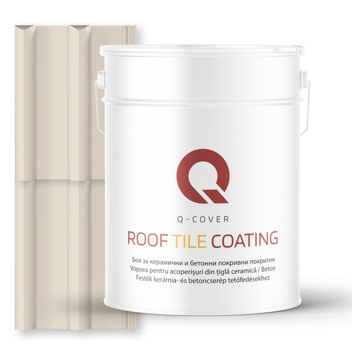 Vopsea pentru acoperisuri din tigla ceramica/beton Q-COVER, Crem RAL9001, 10L, Satin, vopsea elastica cu protectie UV, culoare intensa si stabila, rezistenta excelenta la decolorare si intemperii, durabilitate pe termen lung