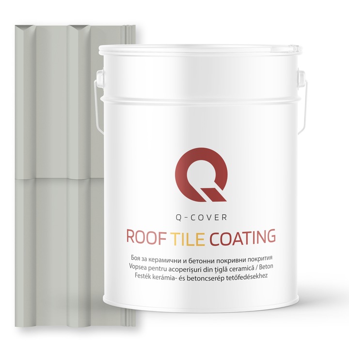 Vopsea pentru acoperisuri din tigla ceramica/beton Q-COVER, Alb papirus RAL9018, 10L, Luciu ridicat, vopsea elastica cu protectie UV, culoare intensa si stabila, rezistenta excelenta la decolorare si intemperii, durabilitate pe termen lung
