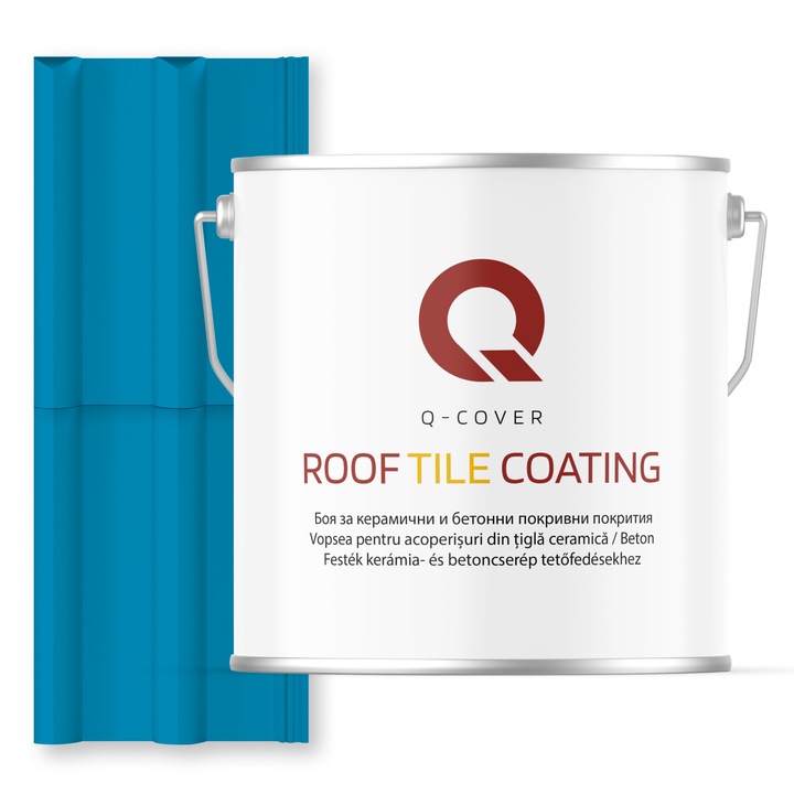 Vopsea pentru acoperisuri din tigla ceramica/beton Q-COVER, Albastru deschis RAL5012, 5L, Satin, vopsea elastica cu protectie UV, culoare intensa si stabila, rezistenta excelenta la decolorare si intemperii, durabilitate pe termen lung