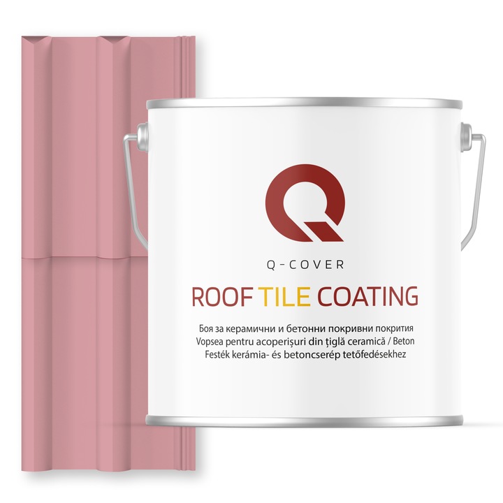 Vopsea pentru acoperisuri din tigla ceramica/beton Q-COVER, Roz deschis RAL3015, 5L, Satin, vopsea elastica cu protectie UV, culoare intensa si stabila, rezistenta excelenta la decolorare si intemperii, durabilitate pe termen lung
