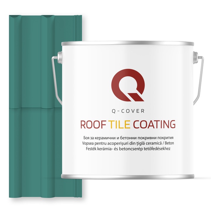 Vopsea pentru acoperisuri din tigla ceramica/beton Q-COVER, Turcoaz menta RAL6033, 5L, Luciu ridicat, vopsea elastica cu protectie UV, culoare intensa si stabila, rezistenta excelenta la decolorare si intemperii, durabilitate pe termen lung