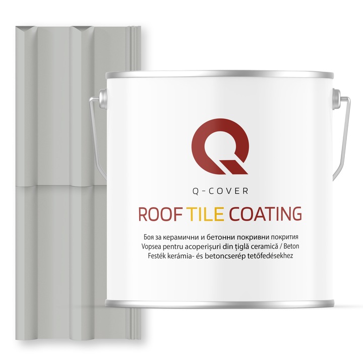 Vopsea pentru acoperisuri din tigla ceramica/beton Q-COVER, Gri deschis RAL7035, 5L, Satin, vopsea elastica cu protectie UV, culoare intensa si stabila, rezistenta excelenta la decolorare si intemperii, durabilitate pe termen lung