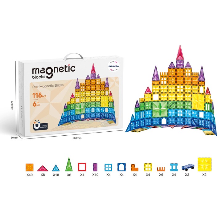Mamido Магнитен строителен комплект 116 части Диамантен замък MT1502