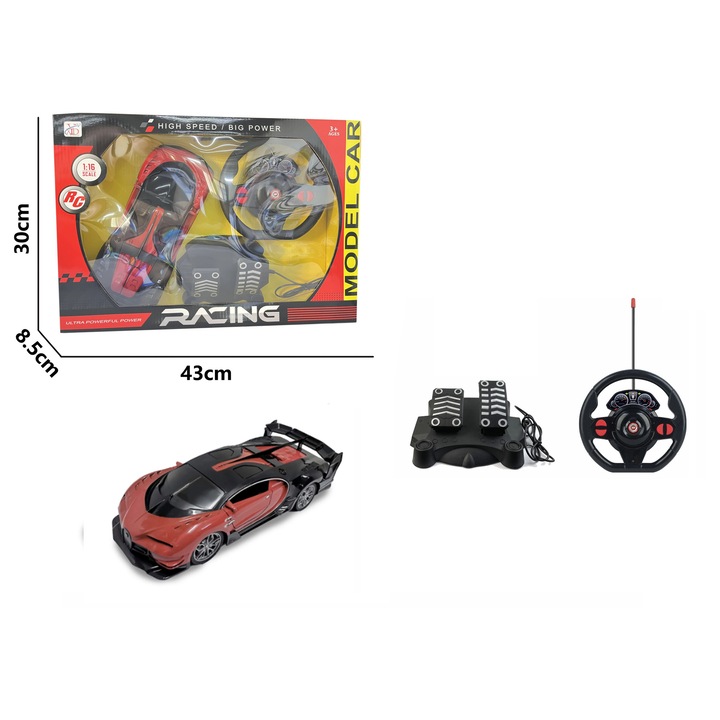 Mamido Sportautó RC kormánnyal és pedálokkal GT 1:16 piros