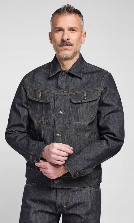 Geaca barbati, Lee, 101 RIDER JACKET, bumbac, albastru, fermoar si nasturi, croiala regular fit/slim fit, M INTL