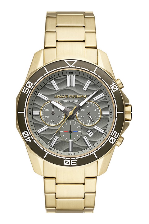 Emporio Armani, Часовник с хронометър и метална верижка, Златист