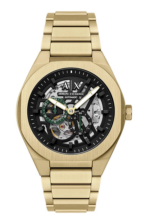 ARMANI EXCHANGE, Автоматичен часовник с метална верижка, Златист