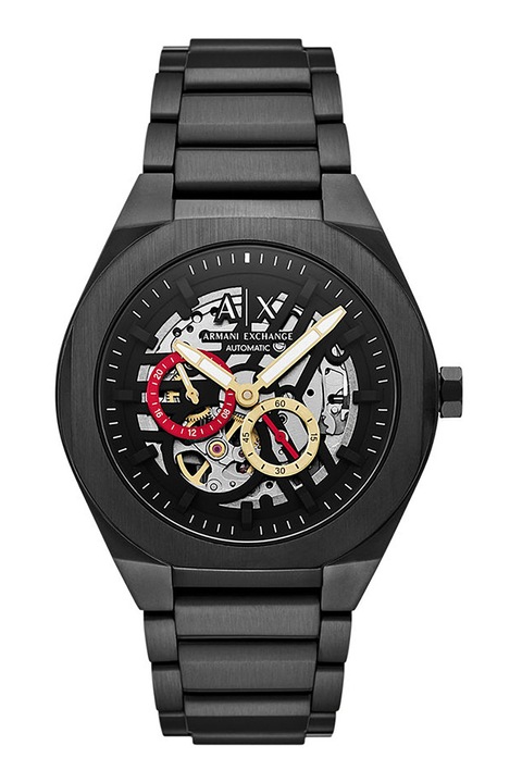 ARMANI EXCHANGE, Автоматичен часовник с метална верижка, Черен
